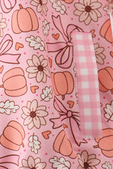 Pink pumpkin floral print ruffle coat