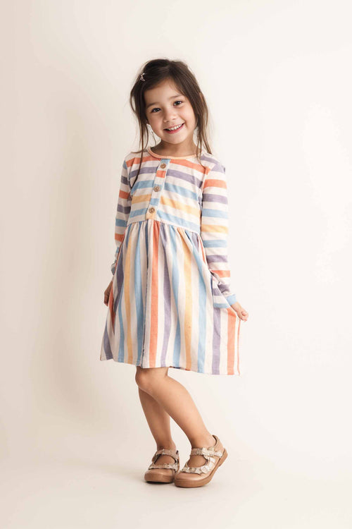 Multicolored stripe pocket dress