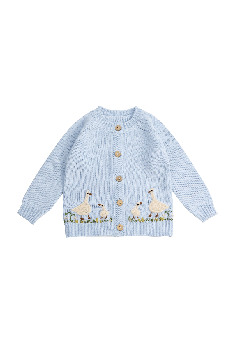 Blue goose cardigan sweater