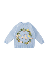Blue goose floral crew neck sweater