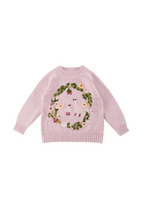 Pink goose floral crew neck sweater