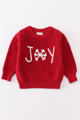 Maroon hand-embroidery joy pullover sweater