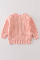 Pink hand-embroidery ghost pullover sweater