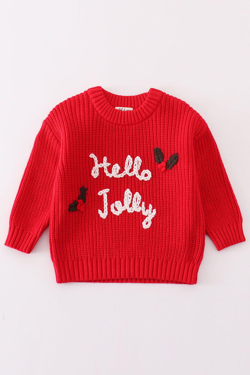 Maroon hello jolly hand-embroidery jumper sweater – Honeydew USA