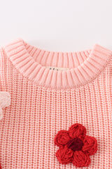 Pink floral hand-embroidery jumper sweater