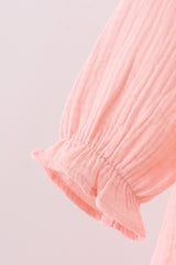 Premium pink ruffle muslin dress