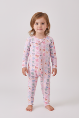 Premium whimsical bows ruffle bamboo romper