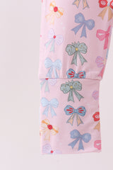 Premium whimsical bows ruffle bamboo romper