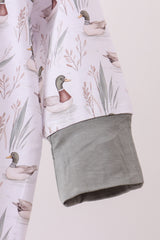 Premium green mallard print bamboo romper