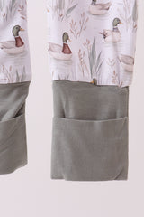 Premium green mallard print bamboo romper