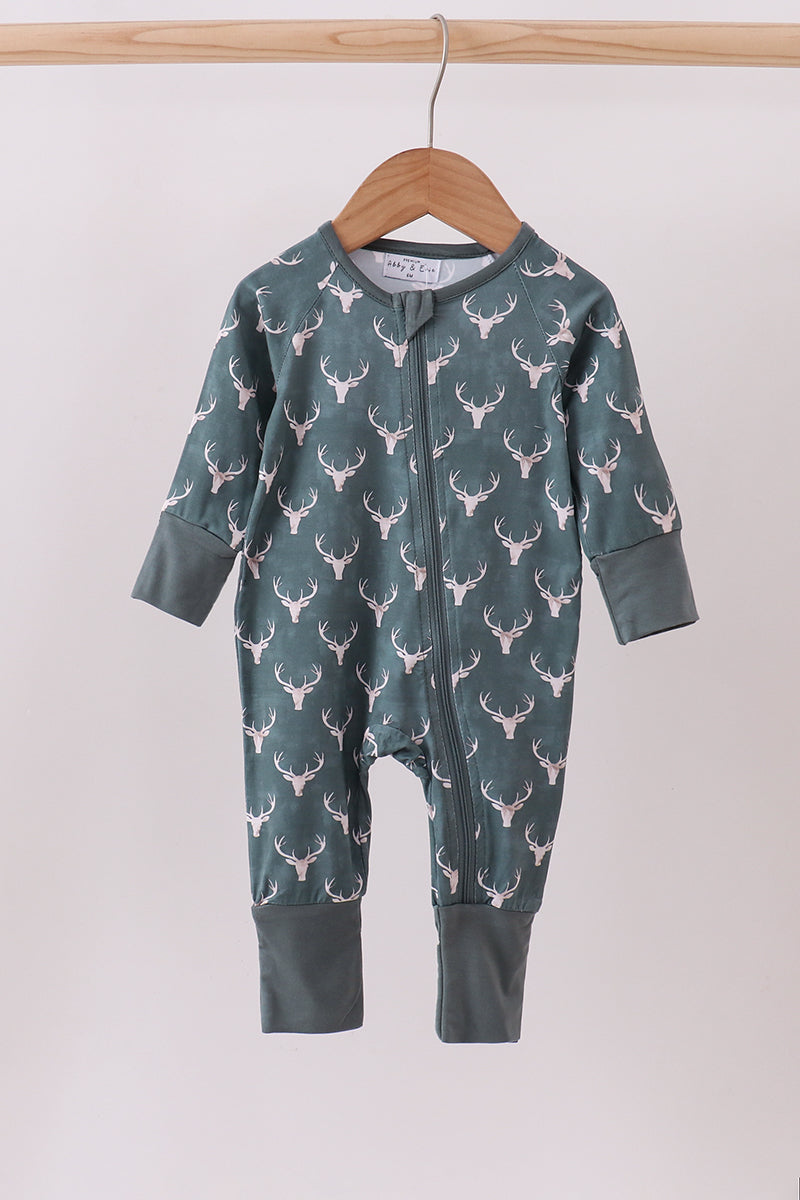 Premium forest reindeer print bamboo romper