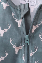 Premium forest reindeer print bamboo romper