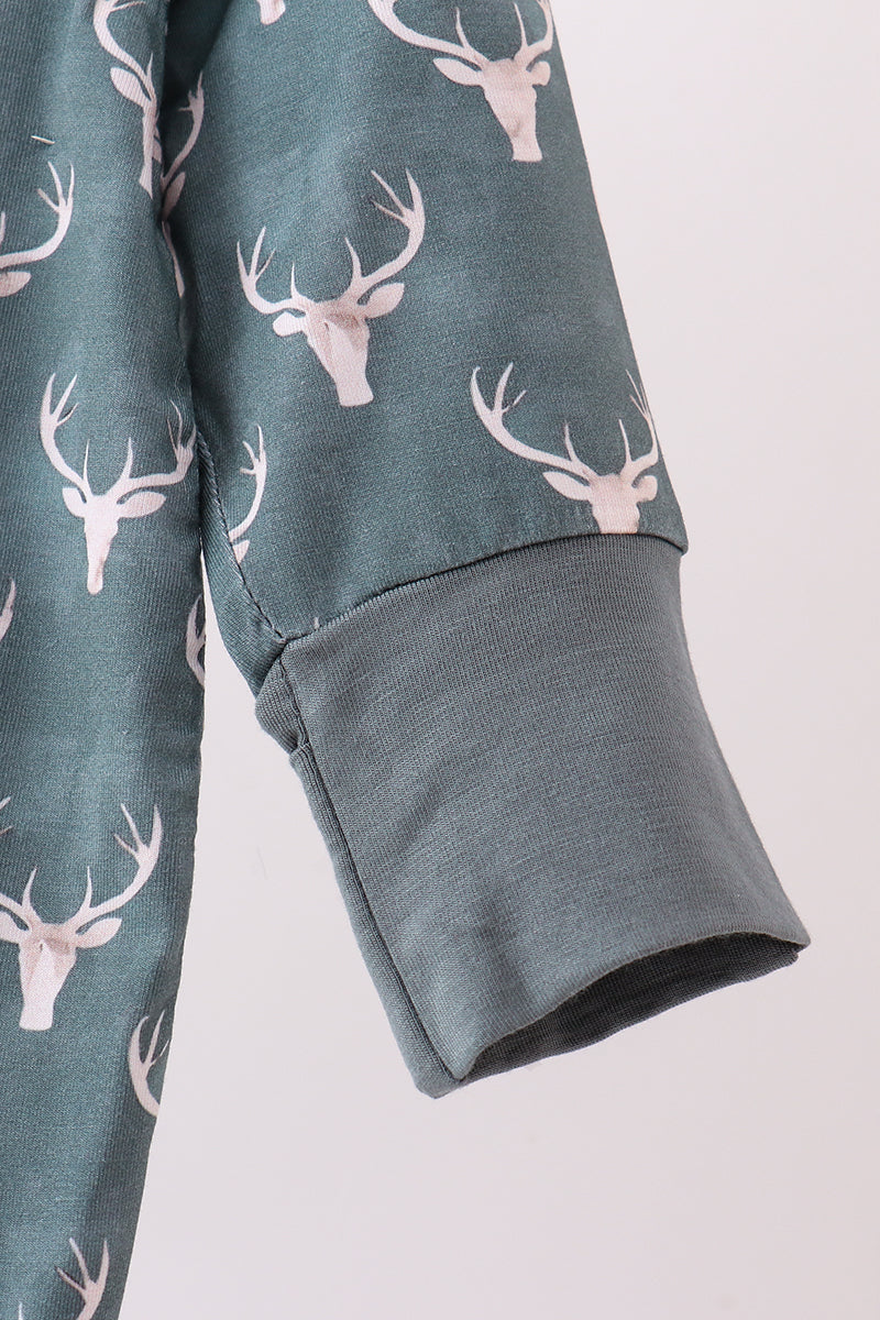 Premium forest reindeer print bamboo romper