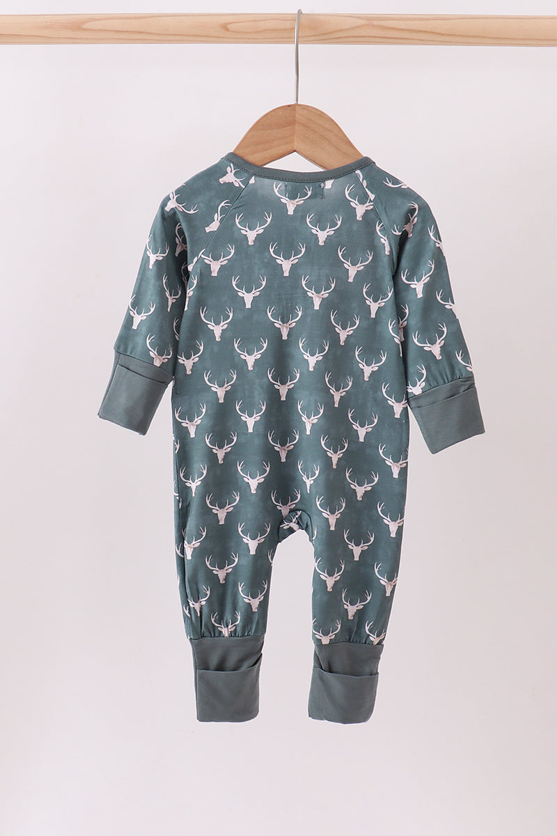 Premium forest reindeer print bamboo romper