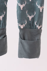 Premium forest reindeer print bamboo romper