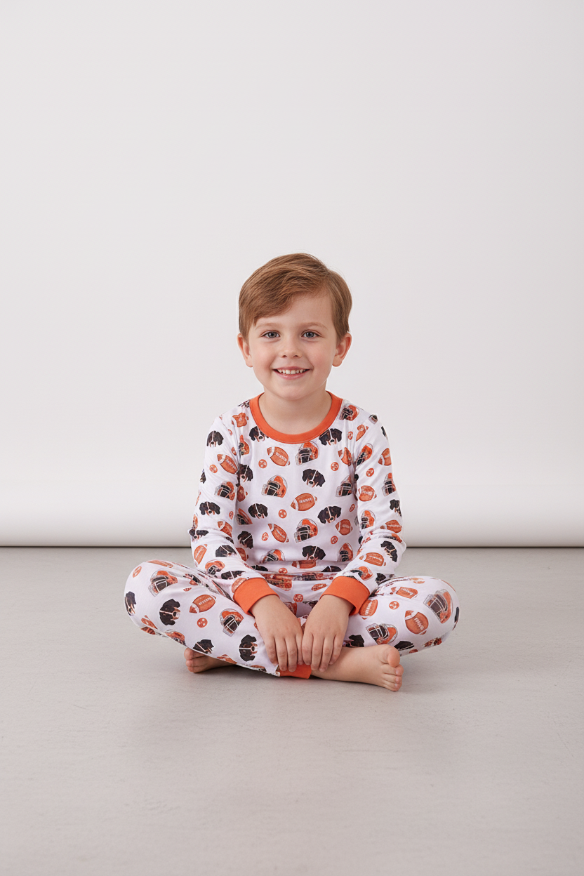 Premium orange Tennessee print bamboo pants set
