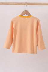 Premium orange turkey embroidery stripe top