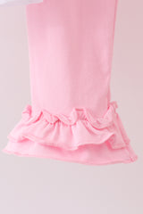 Premium white christmas tree embroidery ruffle pants set