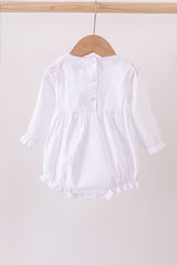 Premium white christmas tree embroidery ruffle bubble