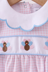 Premium turkey embroidery gingham bubble