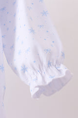 Premium blue snow bow embroidery bubble