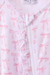 Premium tiny bow delight ruffle bamboo romper