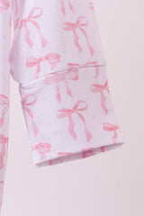 Premium tiny bow delight ruffle bamboo romper