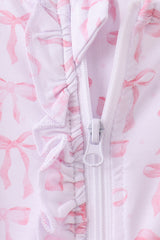 Premium tiny bow delight ruffle bamboo romper