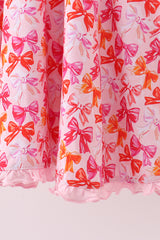 Premium berry blossom bows ruffle bamboo dress