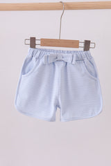 Premium Blue&white stripe bow shorts