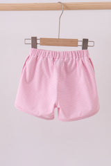 Premium Pink&white stripe bow shorts