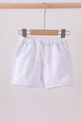 Premium White drawstring shorts