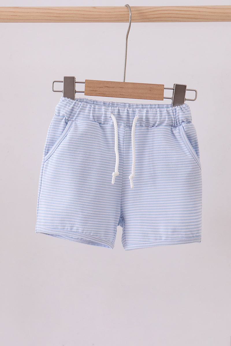 Premium Blue&white stripe drawstring shorts
