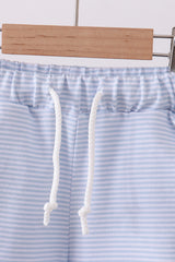 Premium Blue&white stripe drawstring shorts