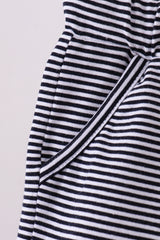 Premium Navy&white stripe drawstring shorts