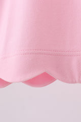 Pink flutter sleeve scalloped top