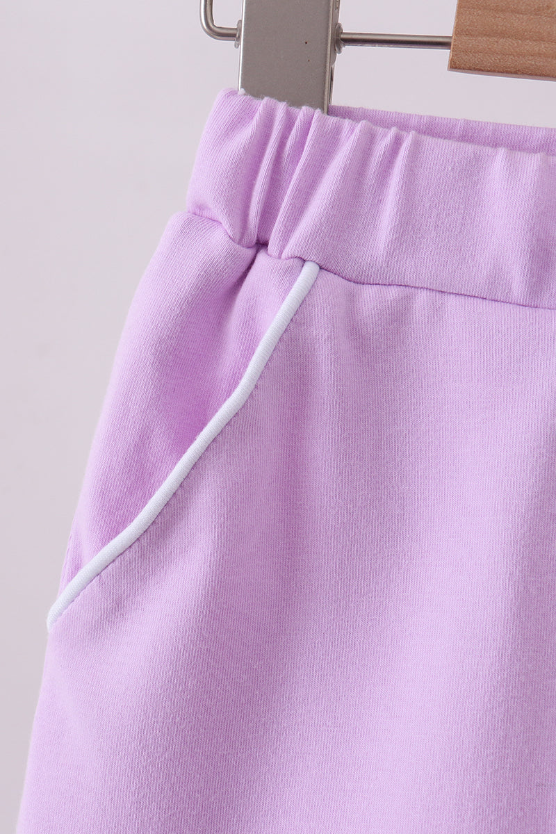Purple scallop hem bow skirt