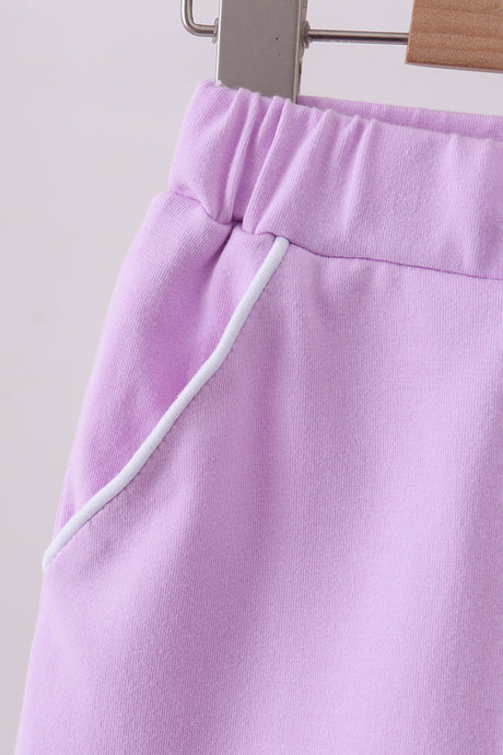 Purple scallop hem bow skirt