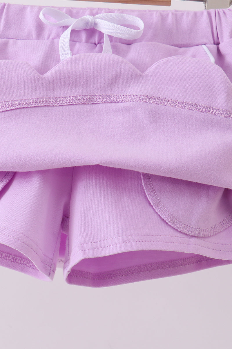 Purple scallop hem bow skirt