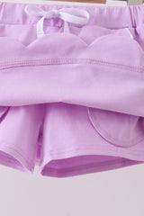 Purple scallop hem bow skirt