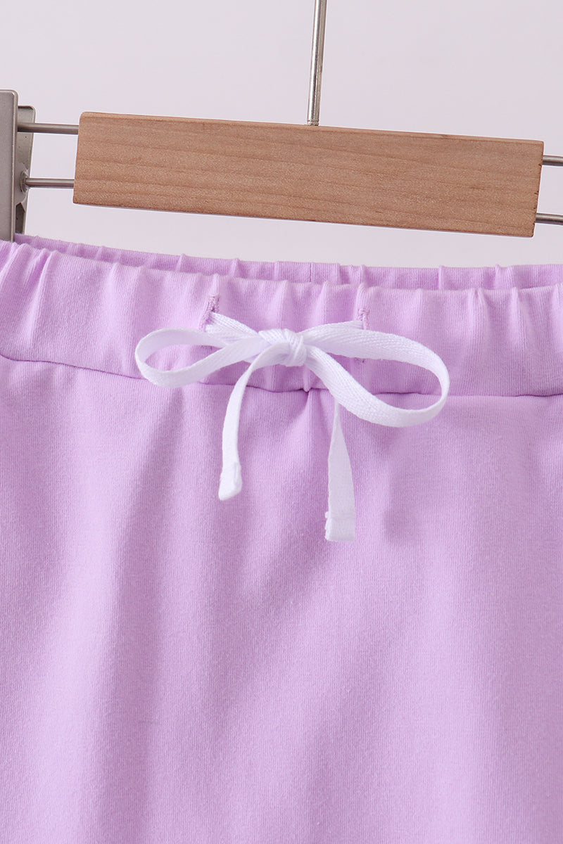 Purple scallop hem bow skirt
