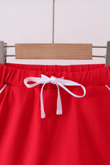 Red scallop hem bow skirt