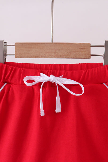 Red scallop hem bow skirt