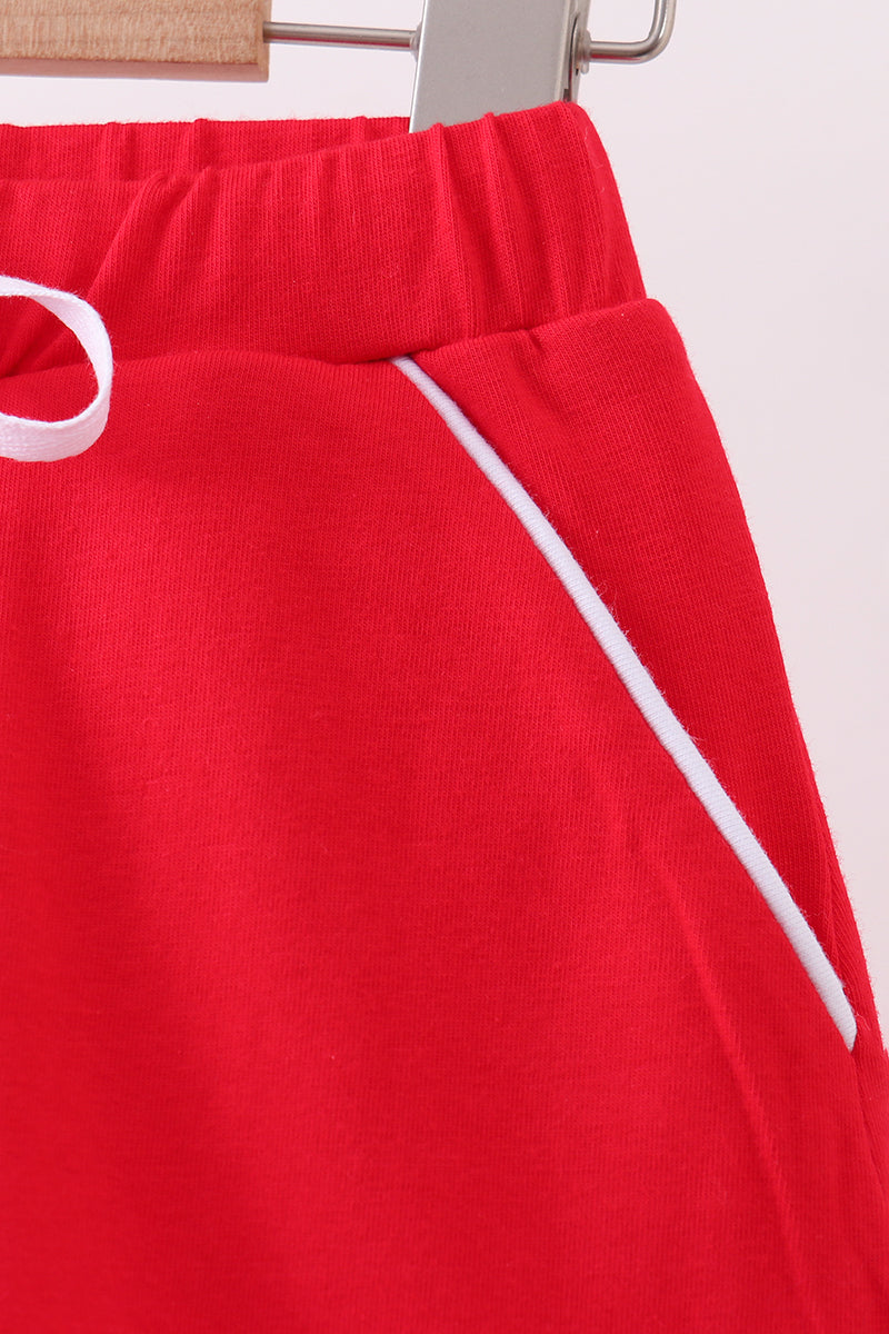 Red scallop hem bow skirt