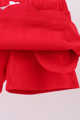 Red scallop hem bow skirt