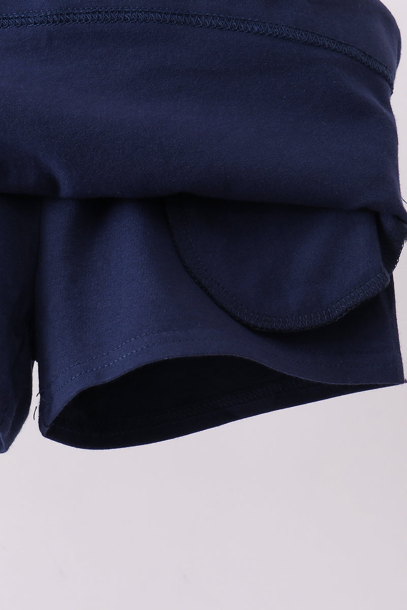 Navy scallop hem bow skirt