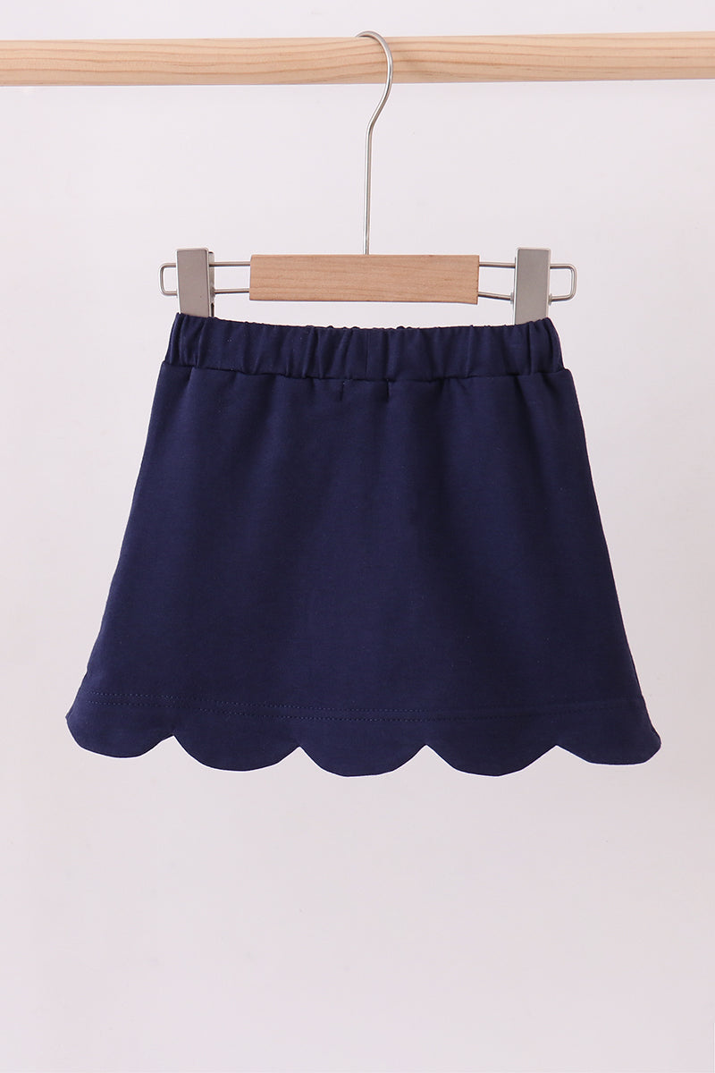 Navy scallop hem bow skirt