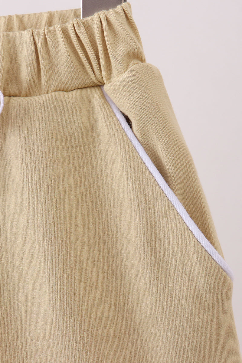 Khaki scallop hem bow skirt