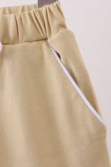 Khaki scallop hem bow skirt