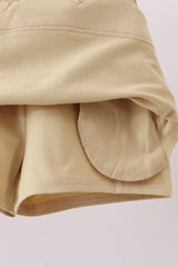 Khaki scallop hem bow skirt